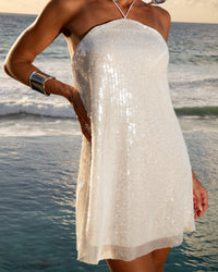 Vestido Paetê Curto Priss Branco