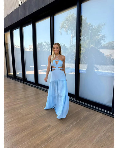 Vestido Longo Hortênsia Azul