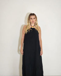 Vestido Longo Rosa Negra Preto
