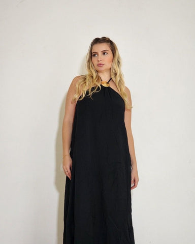 Vestido Longo Rosa Negra Preto