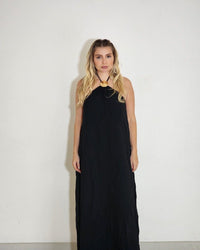 Vestido Longo Rosa Negra Preto