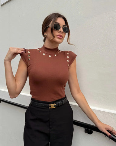 Blusa com Detalhes Lavinea Marrom