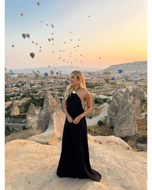 Vestido Longo Rosa Negra Preto