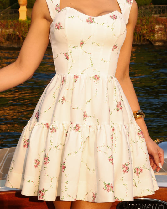 Vestido Curto de Crepe Floral Eva