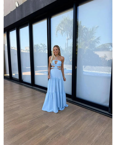 Vestido Longo Hortênsia Azul