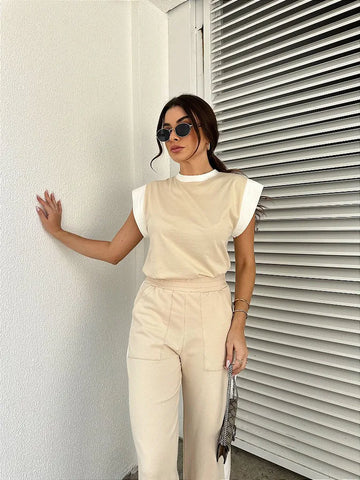 T-Shirt Bicolor Marina Areia